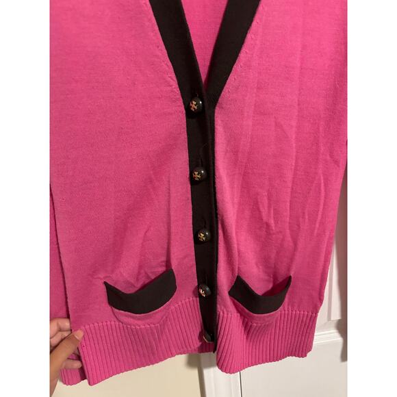 Tory Burch pink and Brown knit wool buttoned cardigan sz small - Picture 5 of 9